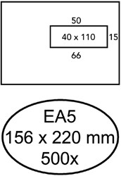 ENVELOP HERMES EA5 156X220MM VENSTER 4X11 RECHTS ZELFKLEVEND 500 STUKS