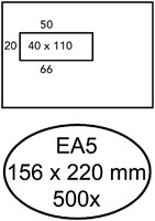 ENVELOP QUANTORE 156X220MM VENSTER 4X11CM LINKS ZELFKLEVEND 500 STUKS