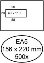 ENVELOP HERMES EA5 156X220MM VENSTER 4X11LINKS 500 STUKS