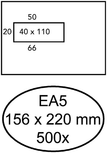 ENVELOP QUANTORE 156X220MM VENSTER 4X11CM LINKS ZELFKLEVEND 500 STUKS