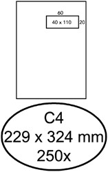 ENVELOP QUANTORE C4 229X324MM VENSTER 4X11CM RECHTS ZELFKLEVEND 250ST