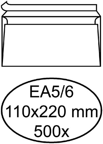 ENVELOP QUANTORE BANK EA5/6 110X220MM ZELFKLEVEND WIT 500 STUKS