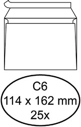 ENVELOP QUANTORE BANK C6 114X162MM ZELFKLEVEND WIT 25 STUKS