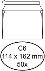 ENVELOP QUANTORE BANK C6 114X162MM ZELFKLEVEND WIT 50 STUKS