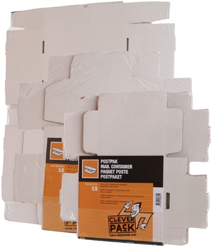 POSTPAKKET CLEVERPACK GOLFKARTON 220X160X90MM WIT PAK À 5 STUKS-2