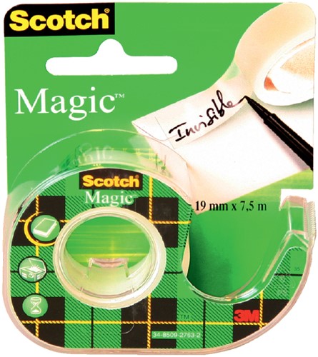 PLAKBAND SCOTCH MAGIC 810 19MMX7.5M ONZICHTBAAR + PLAKBANDHOUDER